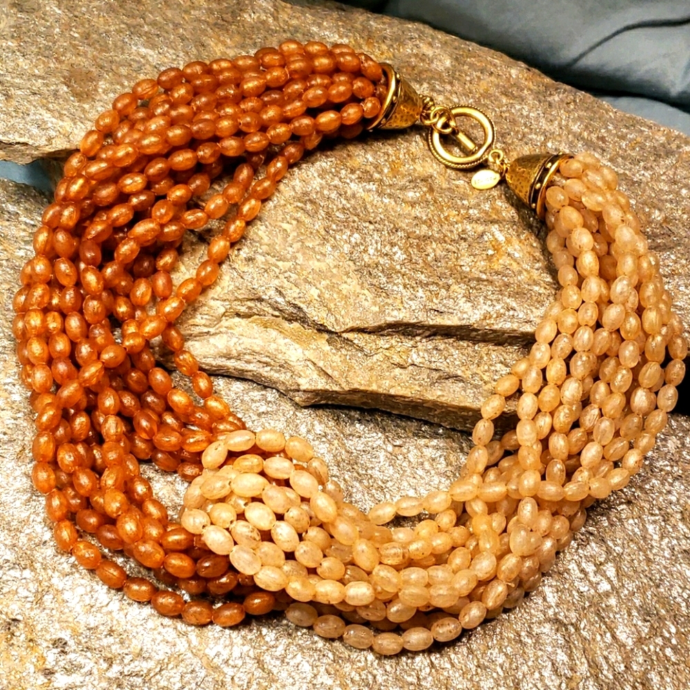 Vtg Chunky Carlise Designer Torsade Multi Necklace